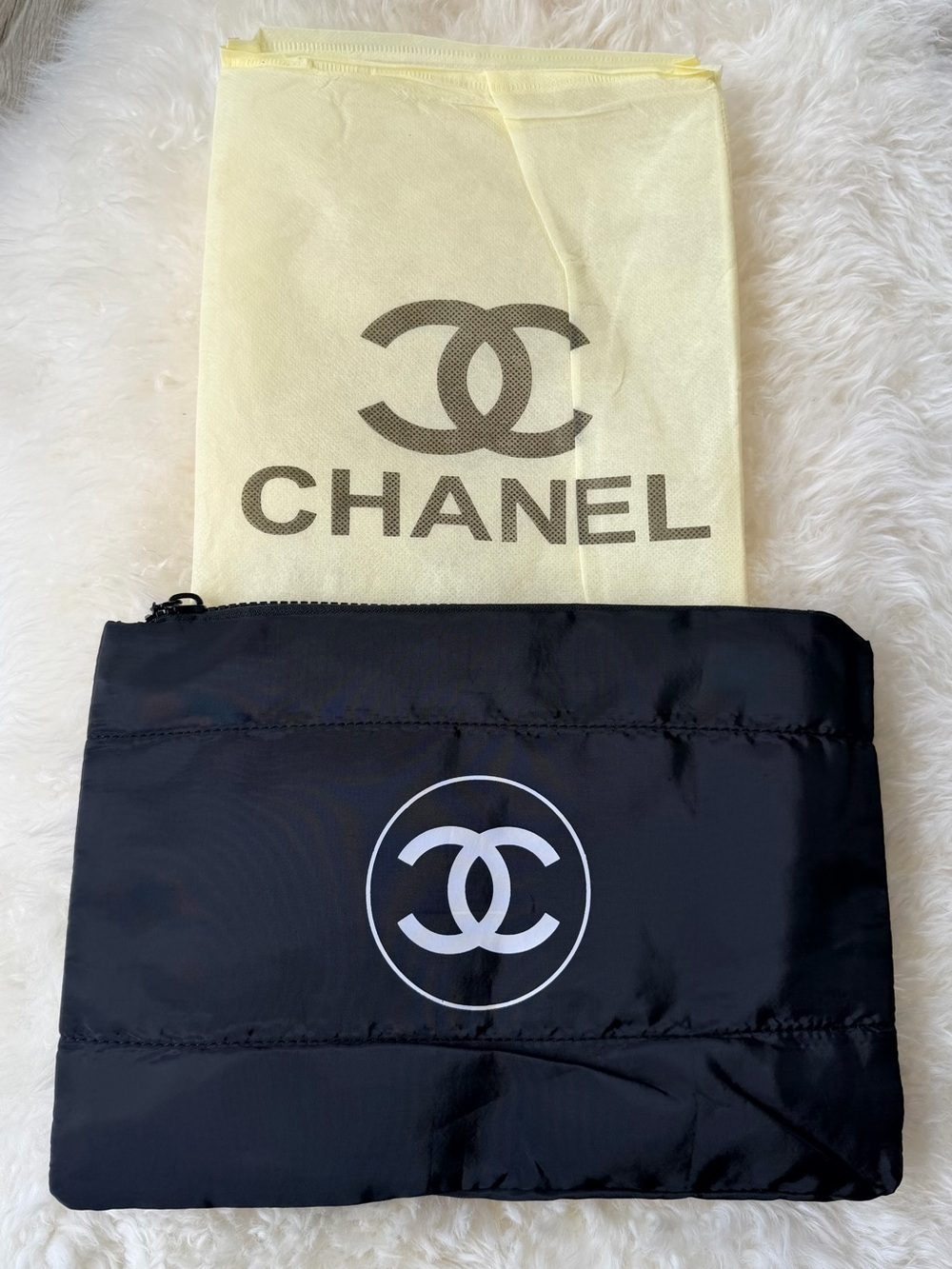 Chanel Beaute Black Puffy Pouch w Black Zipper NEW/SEALED in Chanel Dust bag/Bag